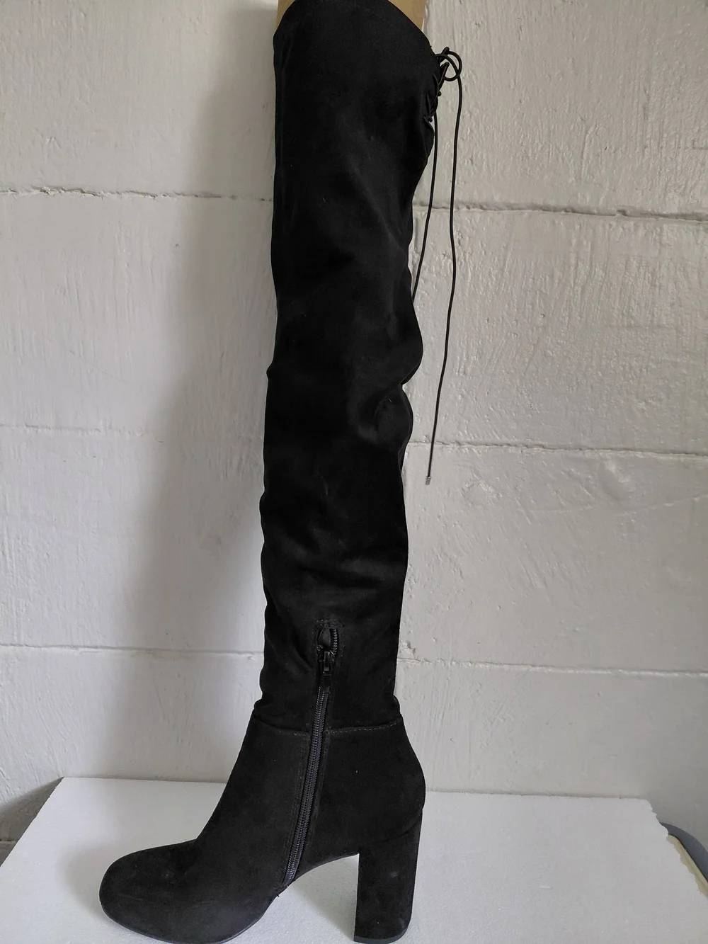 Women's Black Over-the-Knee Block Heel Boots